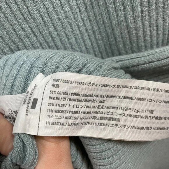 Abercrombie & Fitch Bodycon Ribbed Sweater Cut Out Midi Dress in Teal Size SP - Picture 6 of 6